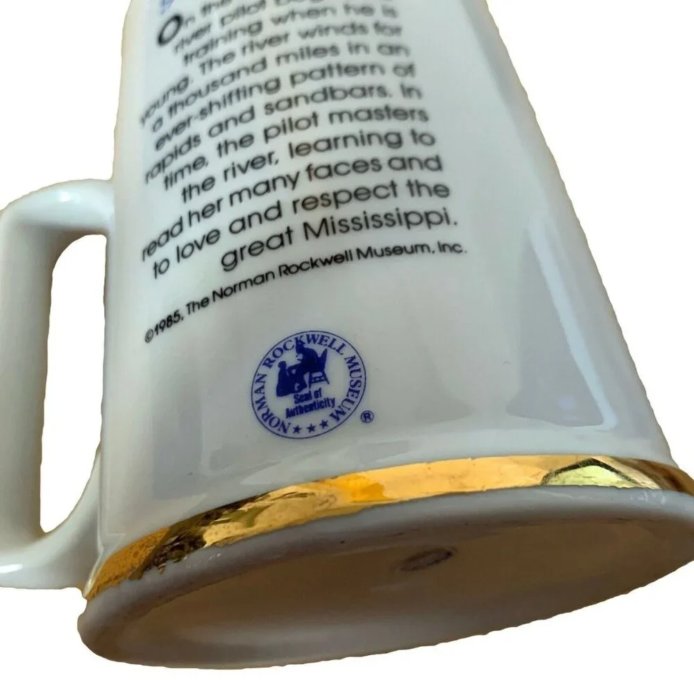 1985 Norman Rockwell River Pilot Tankard Mug Long John Silver's Seafarers 24k Go